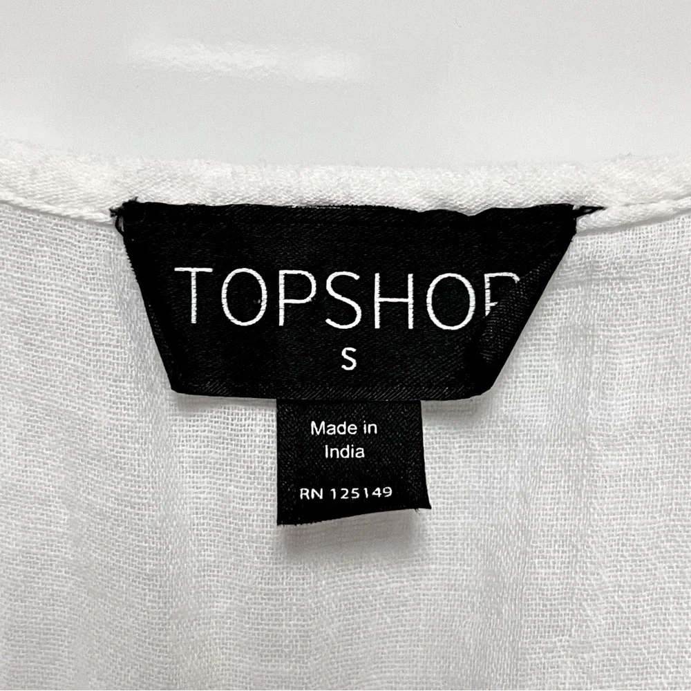 Topshop White Embroidered Bohemian Cotton Romper Jumper Size Small 4/6 - Picture 10 of 10